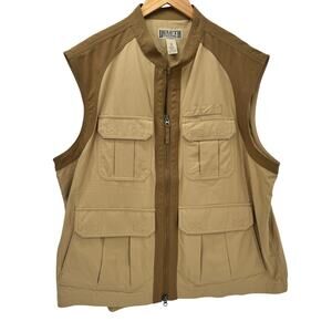 Duluth Trading Vest Mens XL Fishing On The Fly Jacket Full Zip Khaki Tan Outdoor